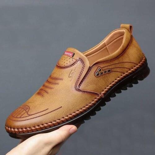 Men Driving Shoes Soft Leather Peas Shoes Casual Flat Non-slip Business Comfortable Fashion Loafers 77 Sneakers Shoes#G30