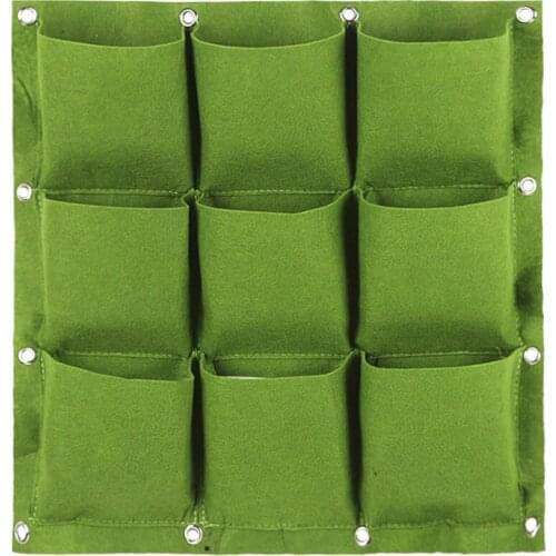 9 Pockets Vertical Wall Hanging Planting Bags Garden Planter Non-woven Fabrics Pockets Grow Bags Flowerpot Balcony Decoration