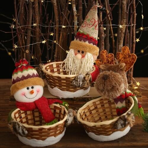 Merry Christmas Candy Storage Basket Christmas Decoration Santa Claus Storage Basket For Christmas Candy Cookies Container