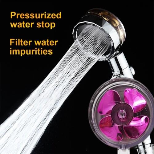 2021 360 Degrees Rotating Shower Head Water Saving Flow With Small Fan ABS Rain High Pressure Spray Nozzle Bathroom Accessories
