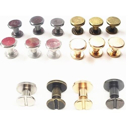XUNZHE 20pcs 5mm/6.5mm/8mm/10mm/15mm Luggage Leather metal Craft Solid Screw Nail Rivet /strap Rivets/Book screws/Clothing rivet