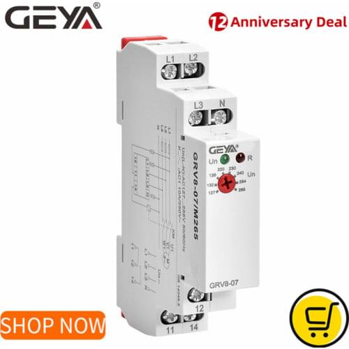 GEYA GRV8-07 Power Protection Relay 3 Phase Voltage Monitor Phase Sequence Control Relays