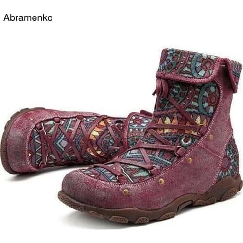 Womens Winter Warm Classic Lace Up Ankle Snow Boots Lady Flat Black Canvas Shoes Chinese Style Female Fashion Plus Size 35-43