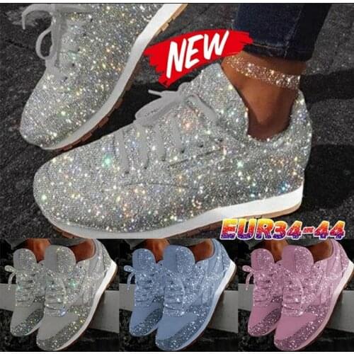 Womens Sneakers 2021 Glitter Sneakers Casual Female Mesh Bling Platform Comfortable Plus Size Vulcanized Shoes zapatos de mujer