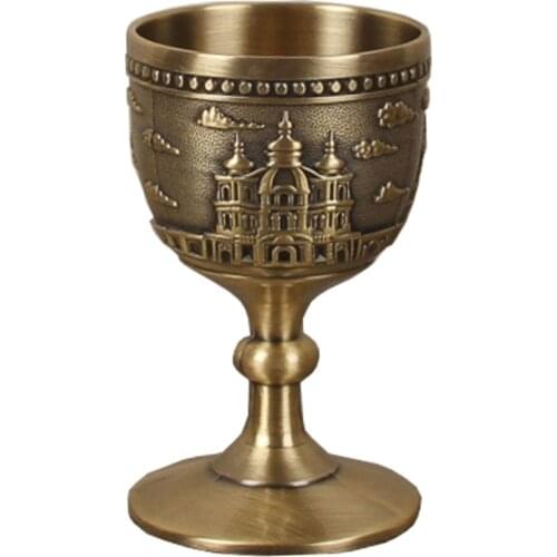 Gold Goblet Small Wine Glasses Vintage Liquor Spirits Cup 40ML European Wedding Toast Home Metal Art Craft Decoration Ornaments