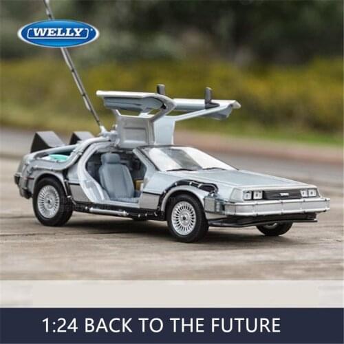 Welly 1:24 Diecast Alloy Model Car DMC-12 delorean back to the future Time Machine Metal Toy Car For Kid Toy Gift Collection