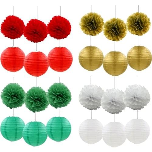 1Suit 6pcs 25cm Paper Lantern Paper flower ball Suit For wedding, festival, birthday party, company annual meeting decoration