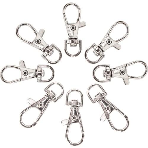 10Pcs 35mm Silver Swivel Lobster Clasp Clips Key Hook Carabiner Split Findings Clasps For Bag Parts & Accessories