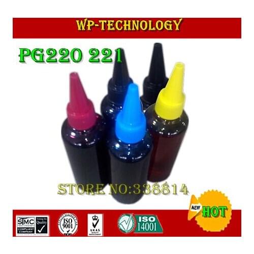 100ML*5 Dye refill ink Suit for PGI220 CLI221,Suit for Canon MP540 MP550 MP620 MP640 MX860 IP3600 IP4600 ,Quality Ink