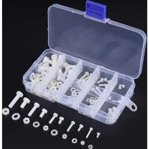 150pcs M2 M2.5 M3 M4 Nylon Screws Bolts Nuts Washers Assortment Kit Fastener Hardware With Box