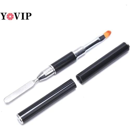 2-In-1 Double-Ended Nail Tool, Nail Pen Brush And Picker Stainless Steel Gel Color Bar Flower Brush Dual-Use