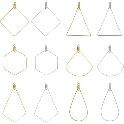 20pcs Stainless Steel Earrings Pendants DIY Accessories Gold Color Geometric Shaped Jewelry Making Handmade Findings