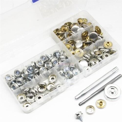 30set/box 5/8 "Self-tapping Stainless Steel Screw YACHT CARAVAN SNAP FASTENERS Press Button stud with tool Kit