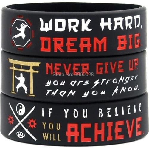 300pcs Wide Martial Arts with Motivational Quotes wristbands silicone bracelets