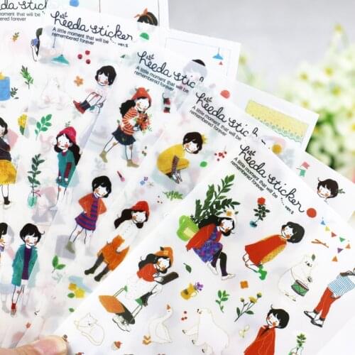 6 sheets/lot Cute Girl Korea Decorative Sticker Diary Scrapbooking Notebook Kawaii Stationary School Supplies