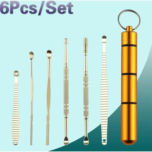 6Pcs Stainless Steel Earpick Ear Cleaner Spoon Ear Care Cleaning Tool Ear Wax Removal Kit Ear Wax Remover Ear Wax Removal Tool