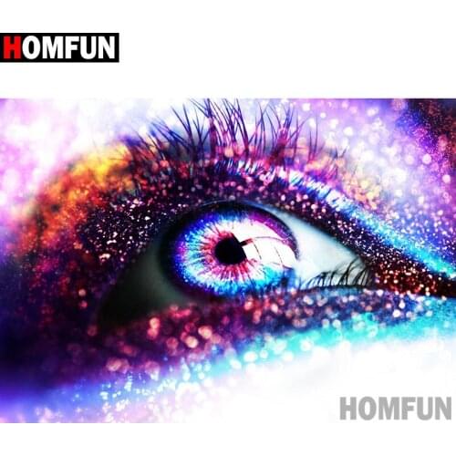 HOMFUN 5D DIY Diamond Painting "Beauty color eyes" Full Drill Resin Diamond Embroidery Cross Stitch Home Decor A27084