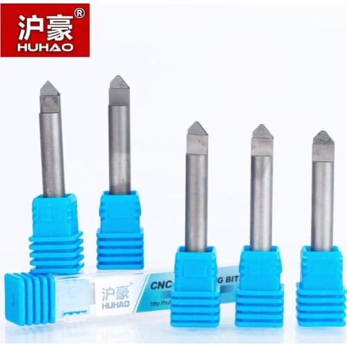 HUHAO 6mm Diamond Marble End Mill CNC Tools Router Bits Stone Hard Granite Cutting Engraving Bits 30 35 40 45 Degree PCD Cutter