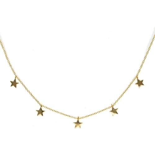 18" top quality with extend chain charm neck cute delicate star drop charm gold color 925 sterling silver christmas necklace