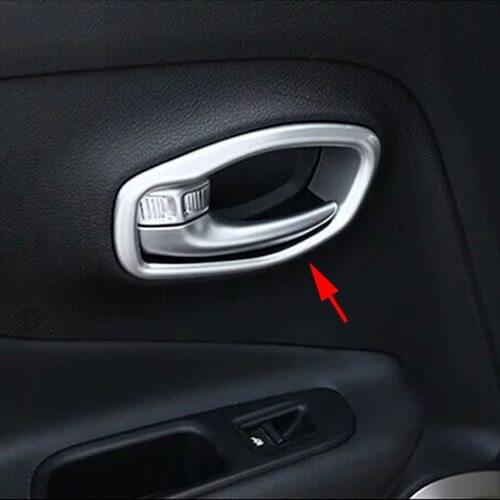 For 2015-2020 Jeep Renegade BU Interior Door Handle Surround Cover Accessories Matte Chrome