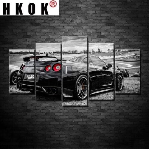 HKOK Modern Art HD Printed Wall Canvas Pictures 5 Pcs Nissan GTR Home Decoration Living Room Paintings Modular Posters NO Frame