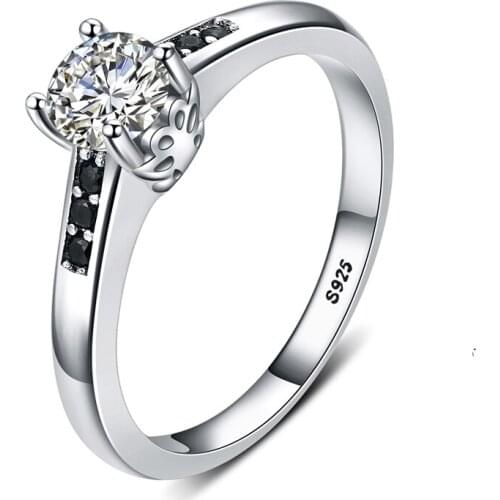 SODROV 925 Sterling Silver Jewelry Finger Ring Leaf Black Spinel Rings for Women Female Bague Silver 925 Jewelry G093