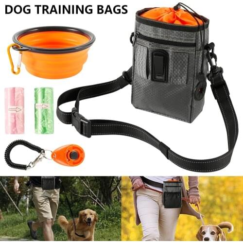 Multi-function Portable Dog Treat Bag Reflective Pet Outdoor Training Aid Bag Poop Bag Food Holder With Adjustable Waist Belt