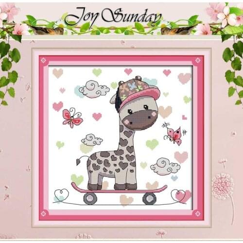 Skateboard Giraffe Counted Cross Stitch 11CT 14CT Cross Stitch Set Wholesale DIY Cross-stitch Kit Embroidery Needlework