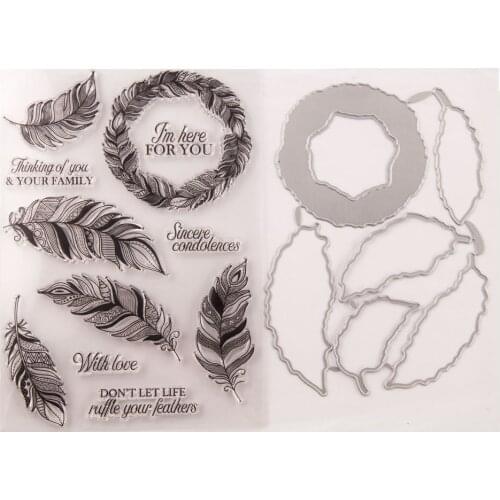 Transparent Clear Stamps and Cutting Dies Set/Seal for DIY Scrapbooking/Bullet Journal Rubber Stamps Photo Album T1693 Feather