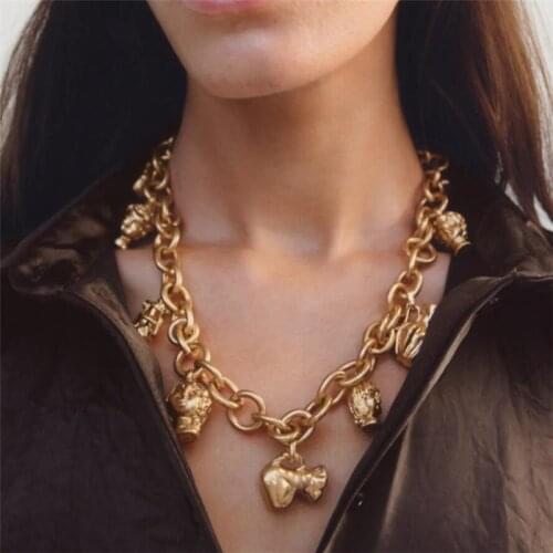 Punk Style Vase Face Za Necklaces For Women 2020 Newest Gold Metal Pendants Fashion Collier Aesthetic Jewelry Wholesale