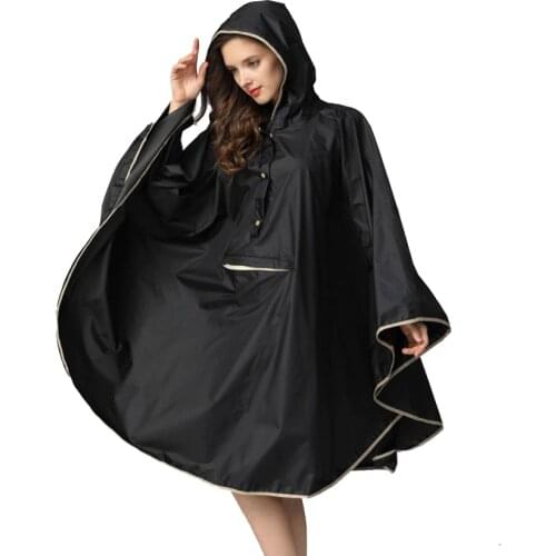 MEHONESTLY new style adult waterproof polyester black women rain cape poncho men raincoat hooded with pocket 4 colors