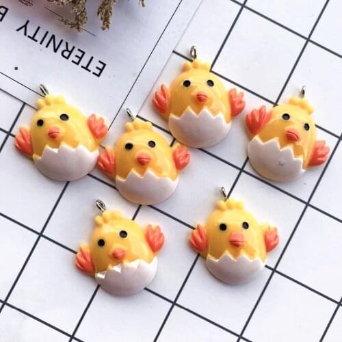 ZALEBABA kwaii Flat back resin chicken necklace charms keychain pendant necklace for DIY Easter decoration