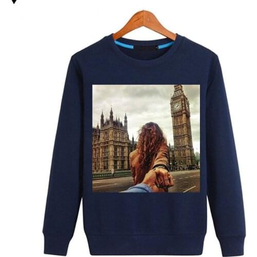 Romantic Travel In Hand Print Men Hoodies Sweatshirt Fleece 100% Cotton Tracksuit Sweatshirt 2020 Winter Casual Loose Jumper