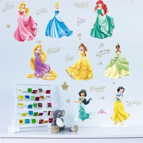 Fairy Tale 8 Princess kids baby nursery bedroom girls decorative stickers mural home decor carton poster children gift wallpaper