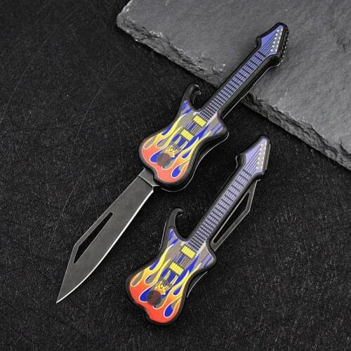 Craftsmanship Full Steel Guitar Design Folding Knife Outdoor Camping Survival Diving EDC Tool Pocket Knifves