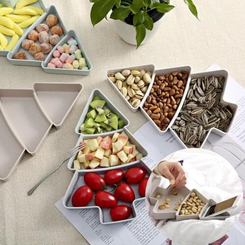 Christmas Tree Shape Candy Snacks Nuts Seeds Dry For Cutlery Dishes Plate Breakfast Tray Kitchen Supplies Food-grade Plastic
