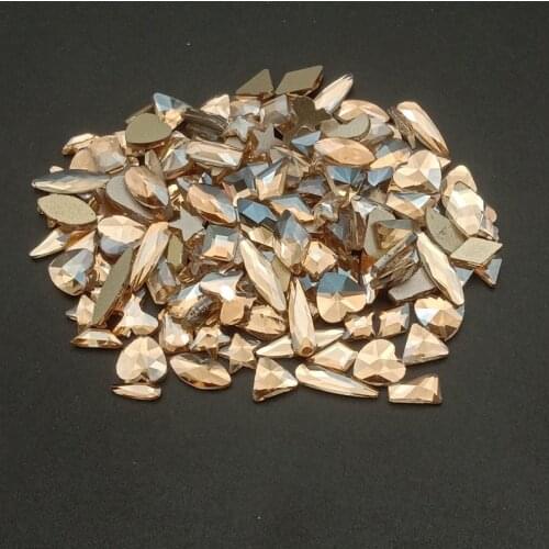 Super Shiny 360pcs Gold Champagne Nail Art Rhinestones Set Flatback Glass Crystals Nail Rhinestones For Decorations Design