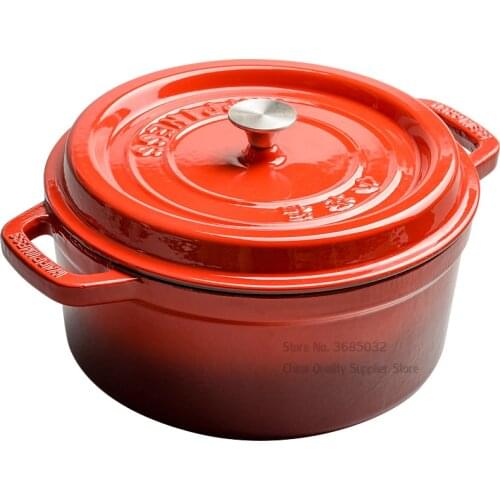 Thick Enamel Pan with Cast Iron Inner Soup Pot Stew Uncoated Titanium Soup Stewing Cooking Pot Induction Cooker with Steamer