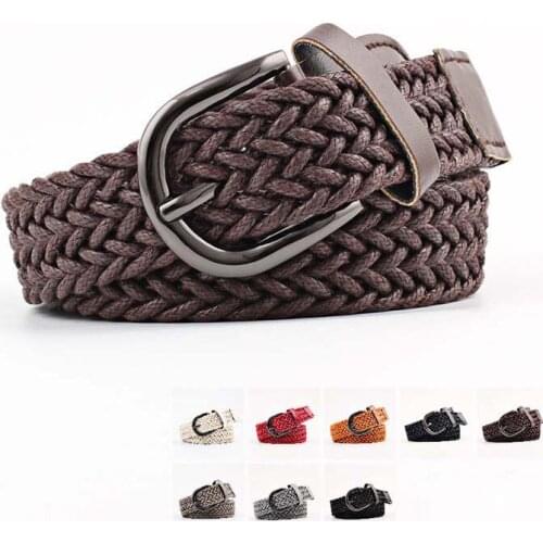 Vintage Retro PU Leather Braided Belts Women Classic Handmade Pin Buckle Woven Soft Belt Red Black Gray Brown Female Ceinture
