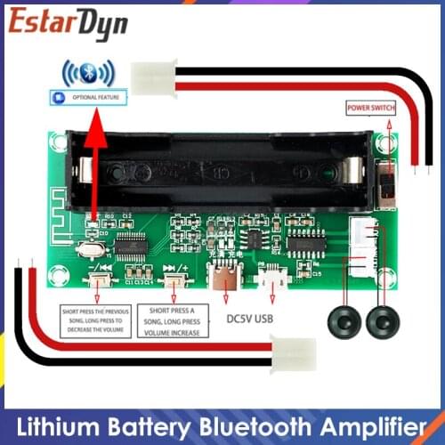 XH-A153 Lithium Battery Bluetooth 5.0 Dual-channel 2 Ch Channel Stereo Low Power Amplifier Board DC 5V PAM8403 Chip