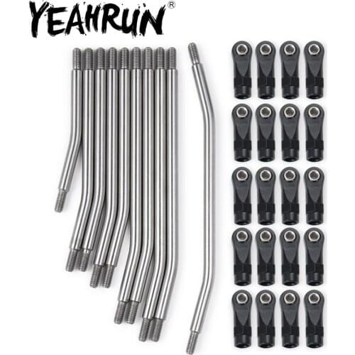 YEAHRUN 313mm/324mm Wheelbase Metal Linkage Steering Link Rod for Axial SCX10 II 90046 1/10 RC Crawler Car Upgrade Parts