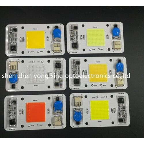 10PCS 50W 110V 220V COB High Power led chip built-in driver white LED, Full Spectrum LED Royal blue Warm white