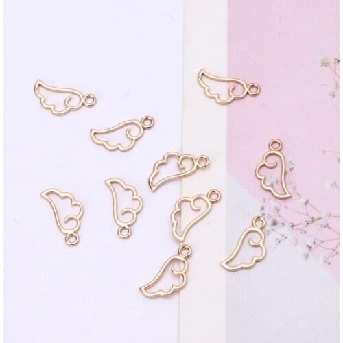 10Pcs Angel Wing Metal Frame Pendant Open Bezel Setting UV Resin Jewelry Charm
