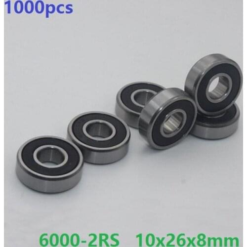 1000pcs/lot 6000RS 6000-2RS 6000 2RS RS 10*26*8mm Rubber sealed Deep Groove Ball bearing Shaft 10x26x8mm