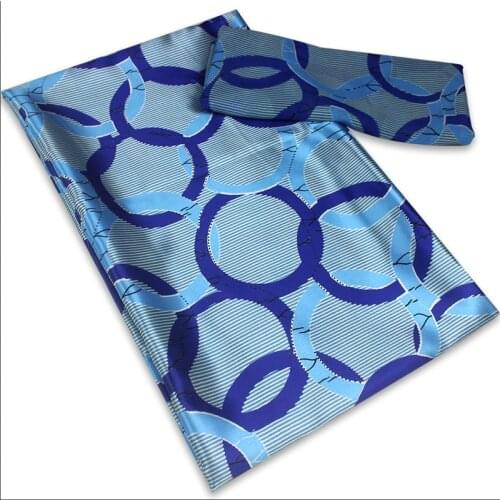 2021 4 Yards Satin Silk Fabric With 2Y Chiffon Cloth Jacquard Printed Material Wax Pattern NigerianLace Tissus African Tela SSC1