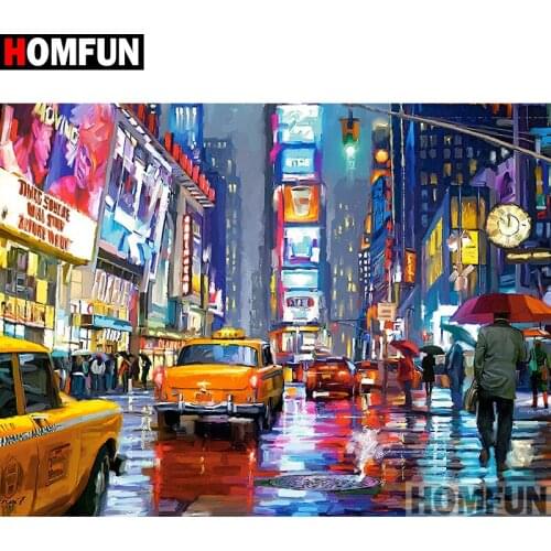 HOMFUN Full Square/Round Drill 5D DIY Diamond Painting "City car" Embroidery Cross Stitch 5D Home Decor Gift A00131