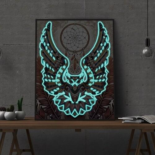 Owl 5d Special crystal Diamond Painting 5d diy painting by number for kids Luminous painting for room decor