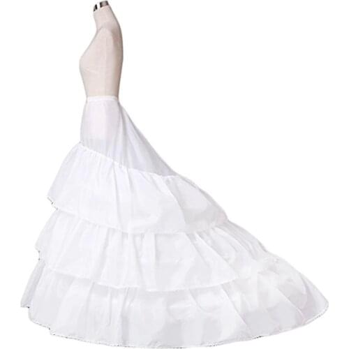 New Normal Size 3 Hoops White Wedding Dress Train Petticoat Crinolines Full Slips Underskirt Fit USA SIZE 2 TO 14