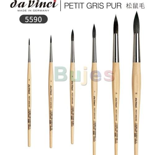 Da Vinci Watercolor Series 5590 Petit Gris Mix Paint Brush, Round Russian Blue Squirrel Hair/Synthetic Mix with Lacquered Handle