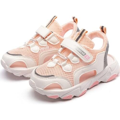 Kids Sandals Shoes Summer Breathable Mesh Net Cloth Childrens Outdoor Shoes Casual Shoes Girls Beach Soft Bottom Non-slip Shoes